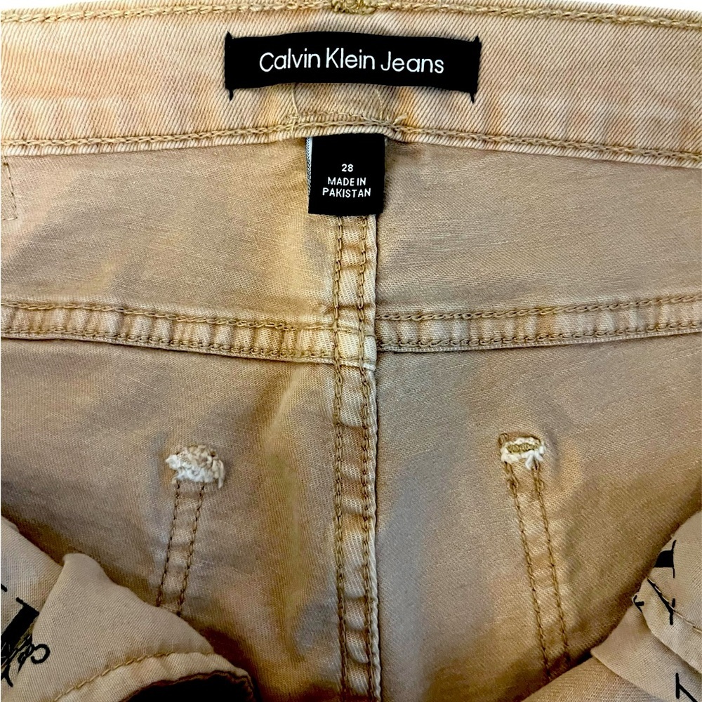 Calvin Klein High Tan Khaki Rise Slim Fit Pants Jeans Tan Size: 28 - Picture 2 of 8